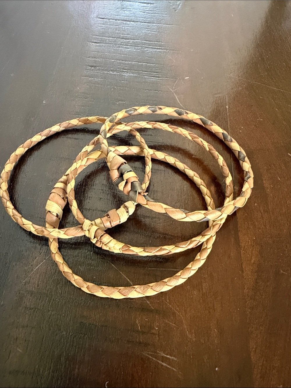 Braided Natural Material braided Wrap Bracelet - Tan Brown 4 total